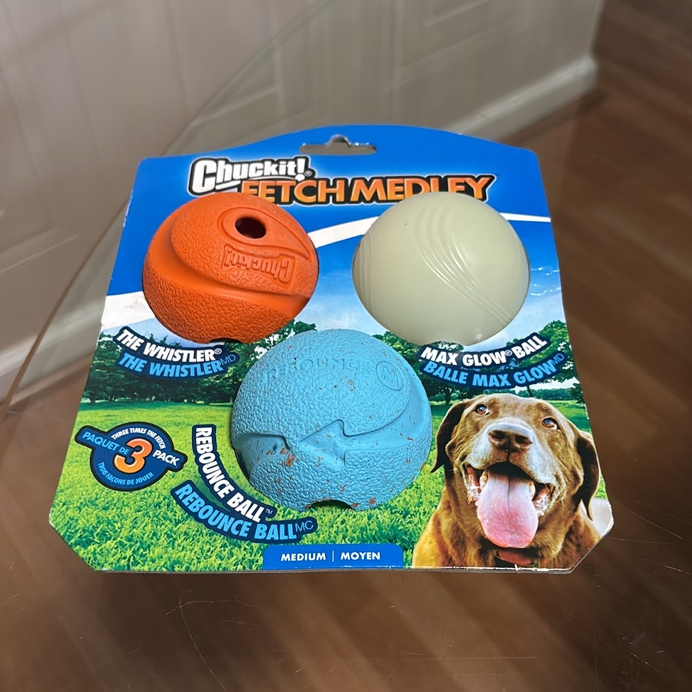 Fetch Medley Dog Ball Dog Toys, Medium (2.5 Inch) Pack of 3, for Medium